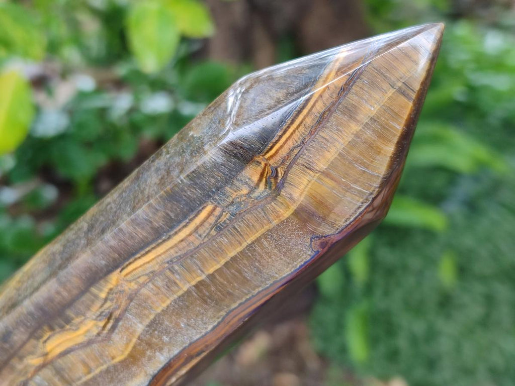 Polished Golden Tigers Eye Point and Tower x 2 From Prieska, South Africa - Toprock Gemstones and Minerals 