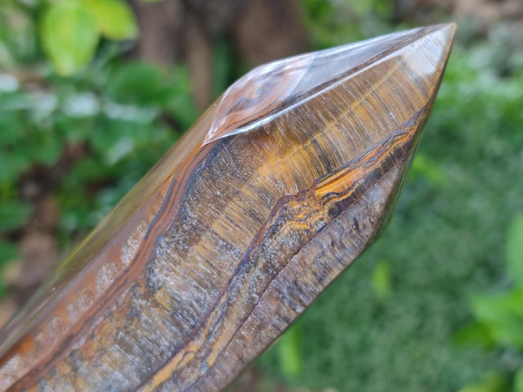Polished Golden Tigers Eye Point and Tower x 2 From Prieska, South Africa - Toprock Gemstones and Minerals 
