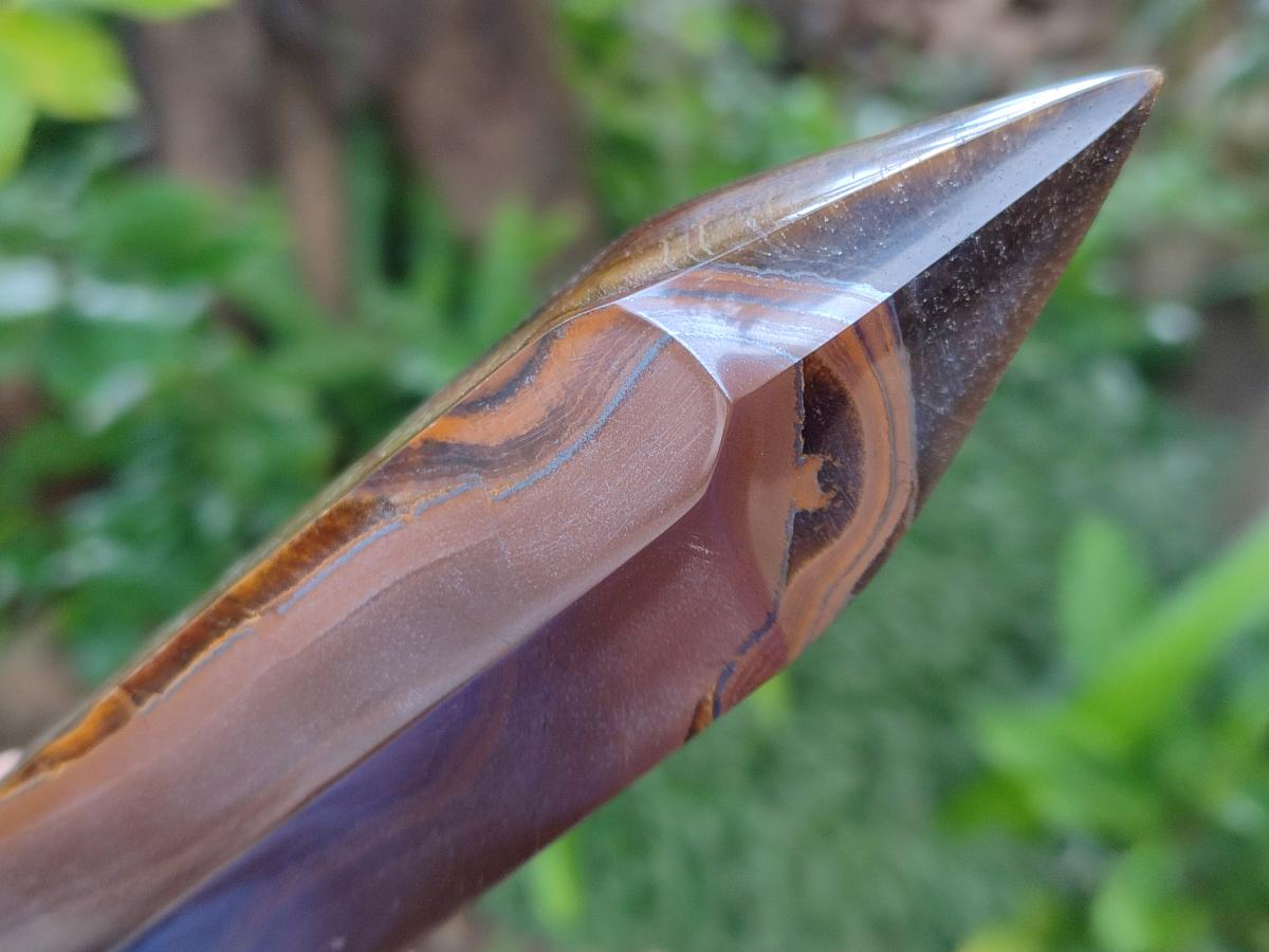 Polished Golden Tigers Eye Point and Tower x 2 From Prieska, South Africa - Toprock Gemstones and Minerals 