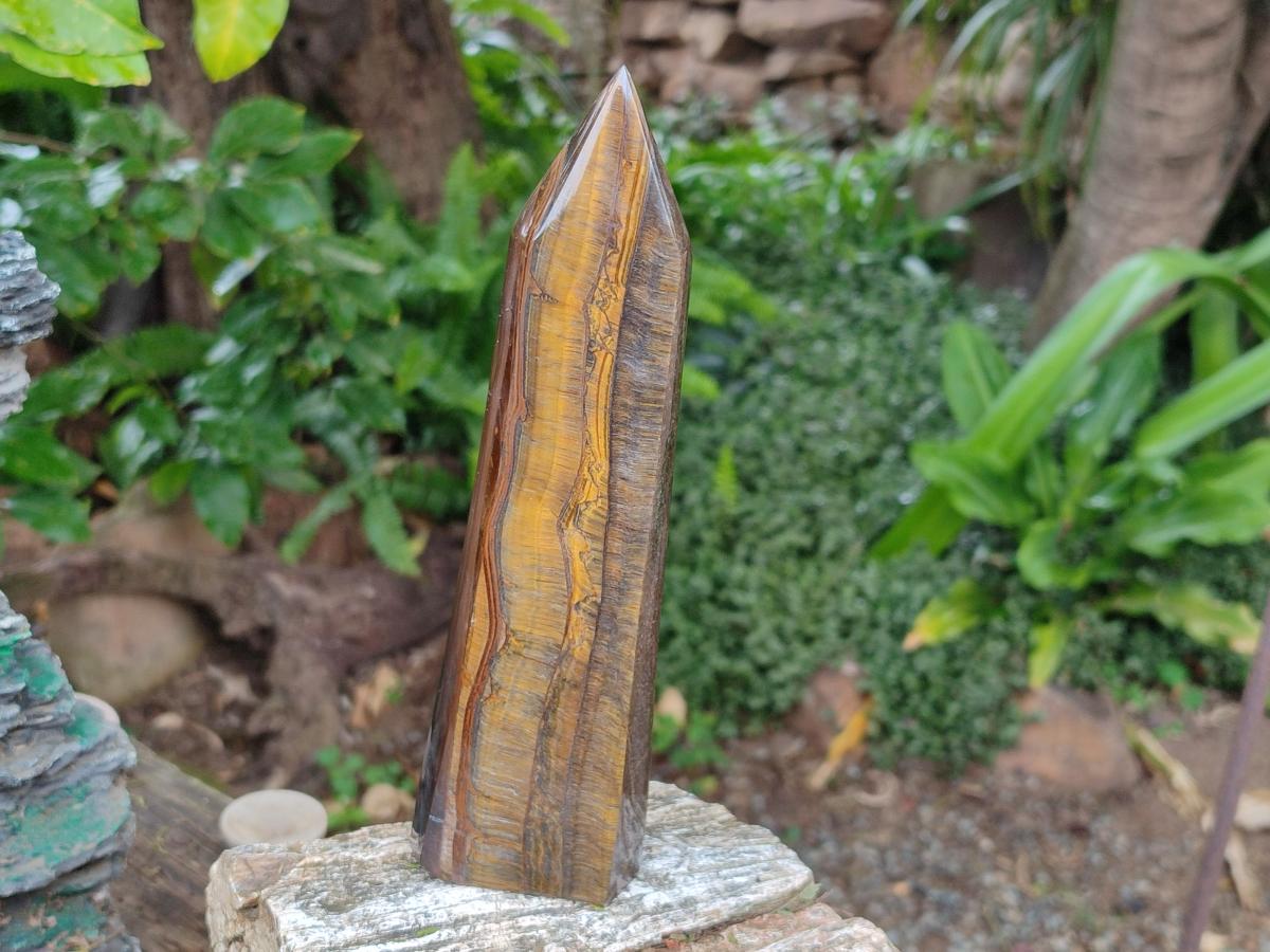 Polished Golden Tigers Eye Point and Tower x 2 From Prieska, South Africa - Toprock Gemstones and Minerals 