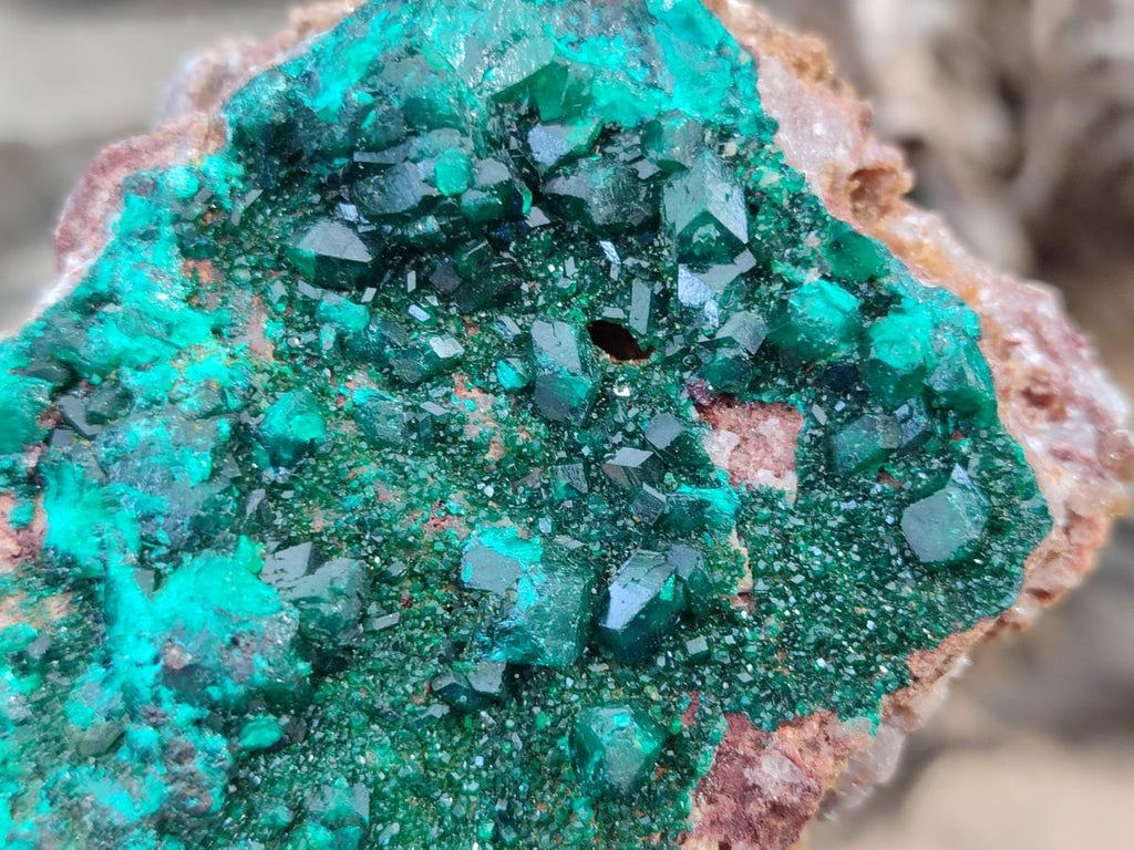 Natural Dioptase on Dolomite Specimens x 3 From Likasi, Congo - Toprock Gemstones and Minerals 
