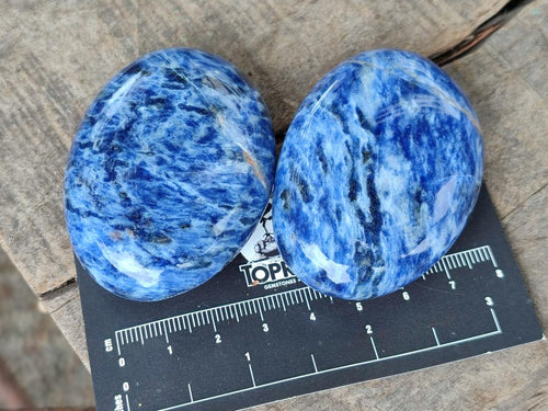 Polished Sodalite Palm Stones x 26 From Kunene River, Namibia - Toprock Gemstones and Minerals 