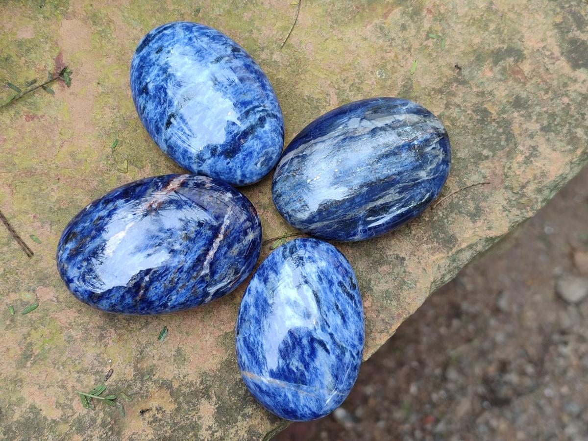 Polished Sodalite Palm Stones x 26 From Kunene River, Namibia - Toprock Gemstones and Minerals 