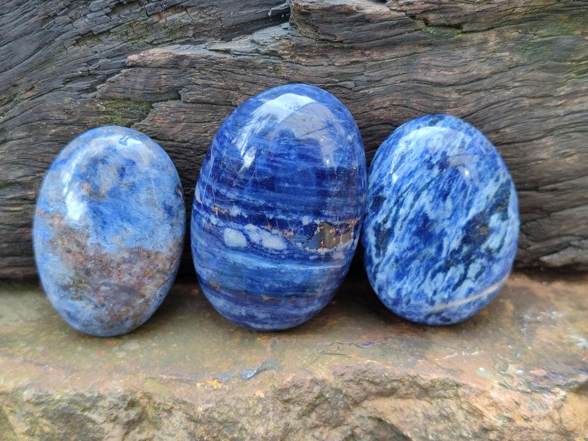 Polished Sodalite Palm Stones x 26 From Kunene River, Namibia - Toprock Gemstones and Minerals 