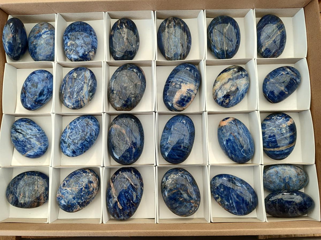 Polished Sodalite Palm Stones x 26 From Kunene River, Namibia - Toprock Gemstones and Minerals 