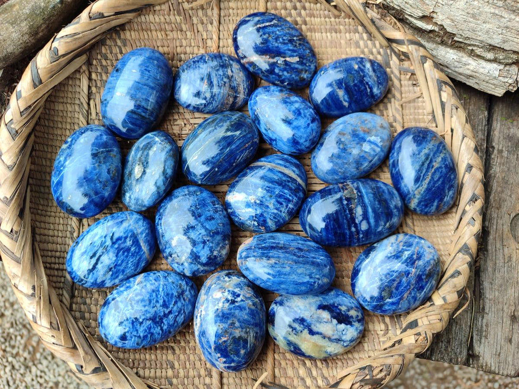 Polished Sodalite Palm Stones x 26 From Kunene River, Namibia - Toprock Gemstones and Minerals 
