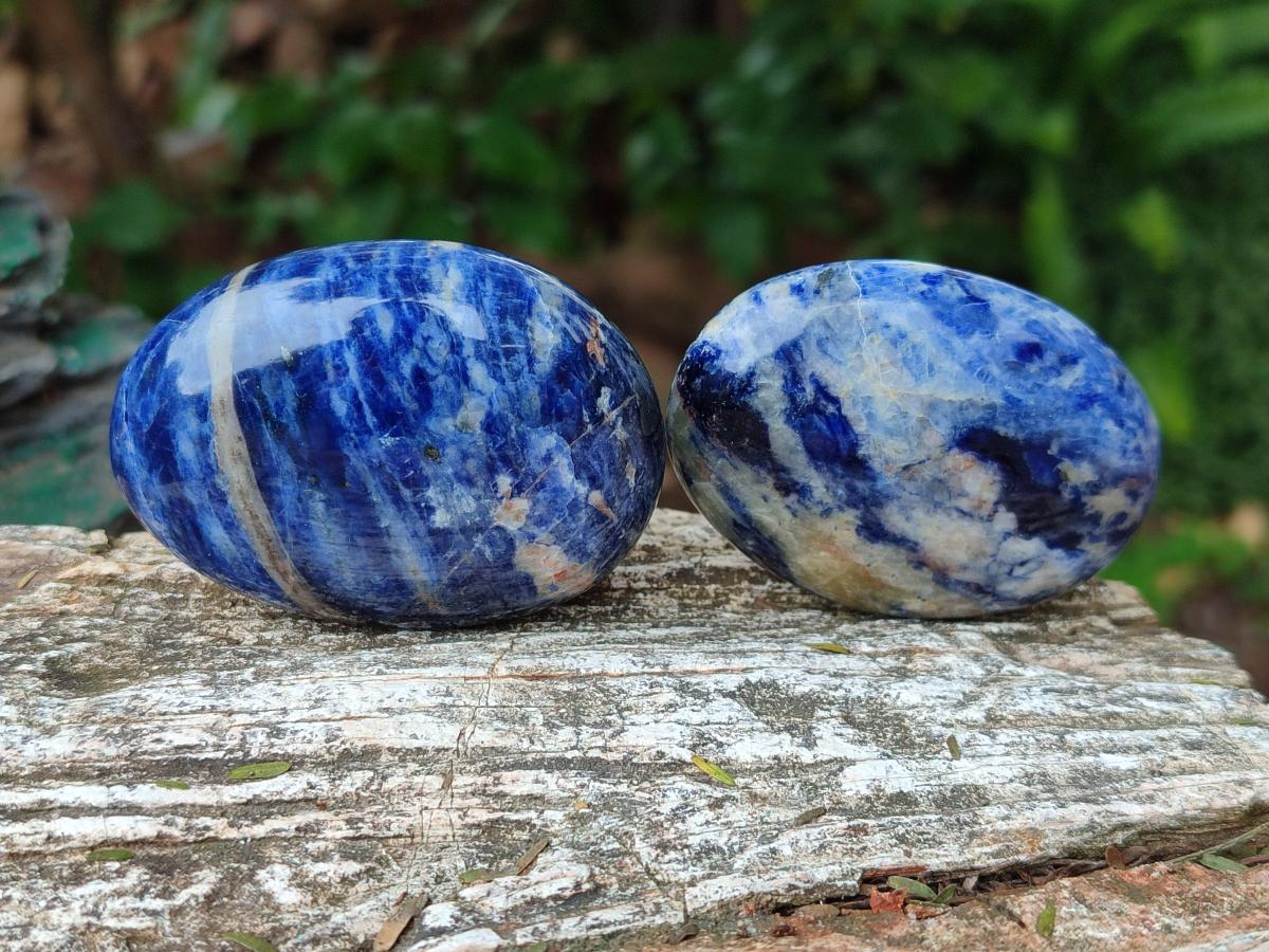 Polished Sodalite Palm Stones x 26 From Kunene River, Namibia - Toprock Gemstones and Minerals 