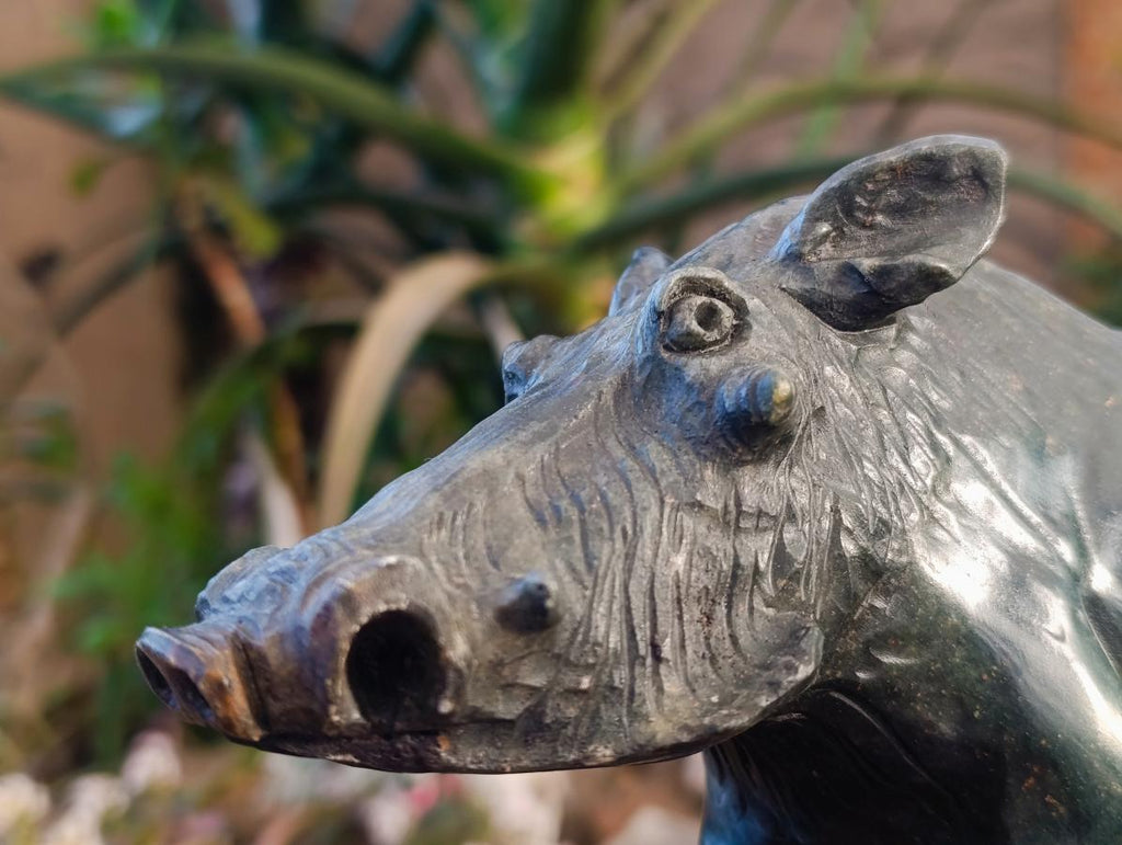 Hand Made Happy Pumba Warthog Serpentine Carving x 1 From Nyanga, Zimbabwe - Toprock Gemstones and Minerals 
