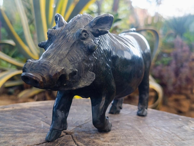 Hand Made Happy Pumba Warthog Serpentine Carving x 1 From Nyanga, Zimbabwe - Toprock Gemstones and Minerals 