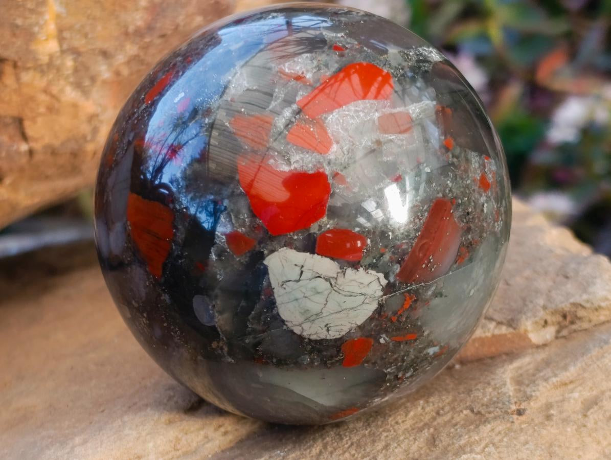 Polished Bloodstone Spheres x 2 From Swaziland - Toprock Gemstones and Minerals 