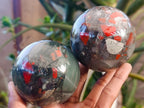 Polished Bloodstone Spheres x 2 From Swaziland - Toprock Gemstones and Minerals 