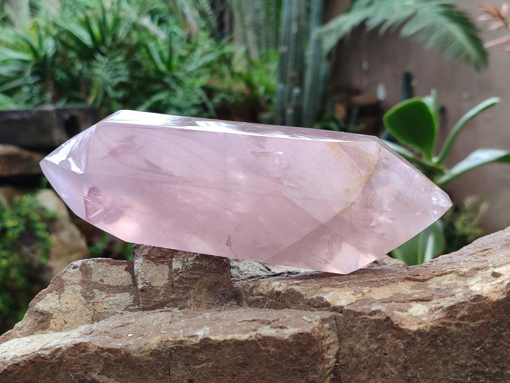 Polished Double Terminated Gemmy Rose Quartz Crystals x 2 From Madagascar - Toprock Gemstones and Minerals 
