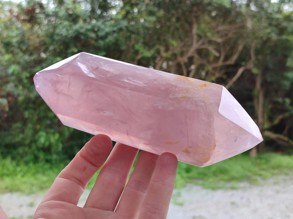 Polished Double Terminated Gemmy Rose Quartz Crystals x 2 From Madagascar - Toprock Gemstones and Minerals 
