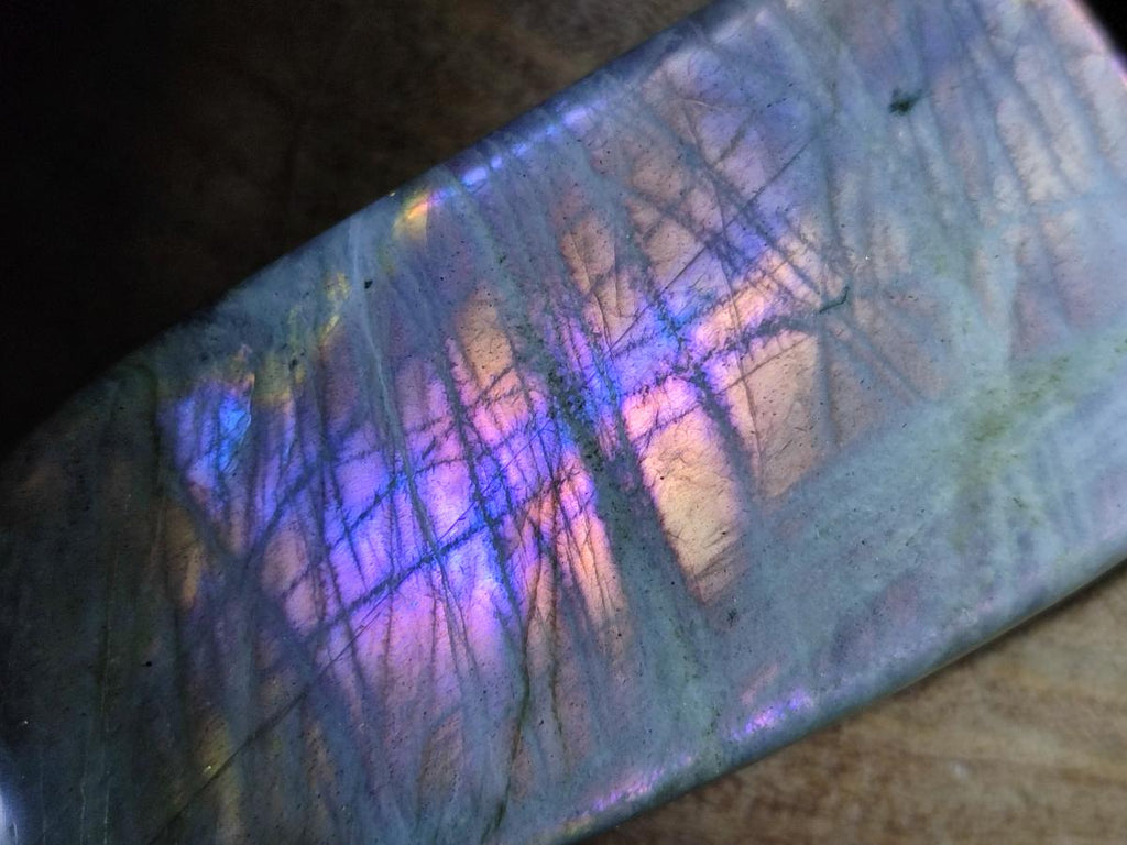 Polished Rare Purple Sunset Flash Labradorite Standing Display Pieces x 6 From Madagascar - Toprock Gemstones and Minerals 
