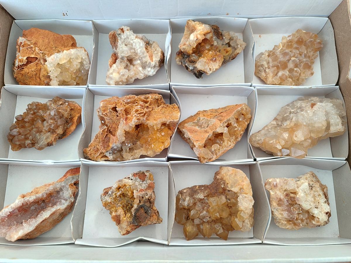 Natural Golden Limonite Quartz Clusters x 12 From Solwezi, Zambia - Toprock Gemstones and Minerals 
