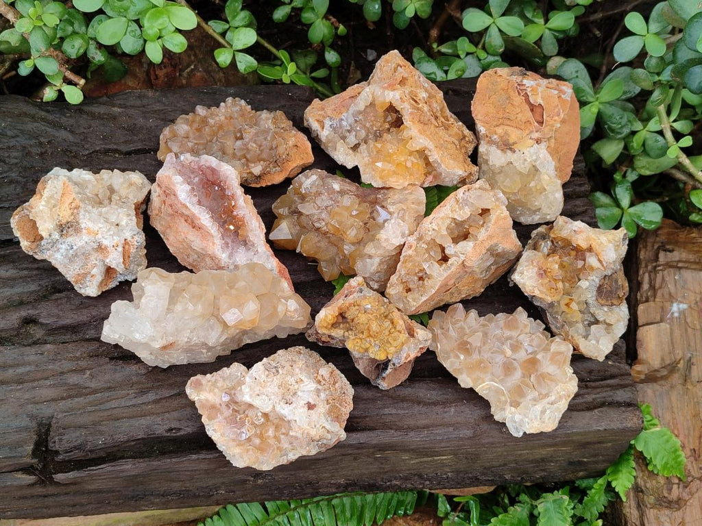 Natural Golden Limonite Quartz Clusters x 12 From Solwezi, Zambia - Toprock Gemstones and Minerals 