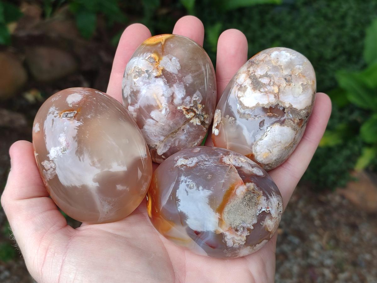 Polished Flower Agate Palm Stones x 12 From Antsahalova, Madagascar - Toprock Gemstones and Minerals 