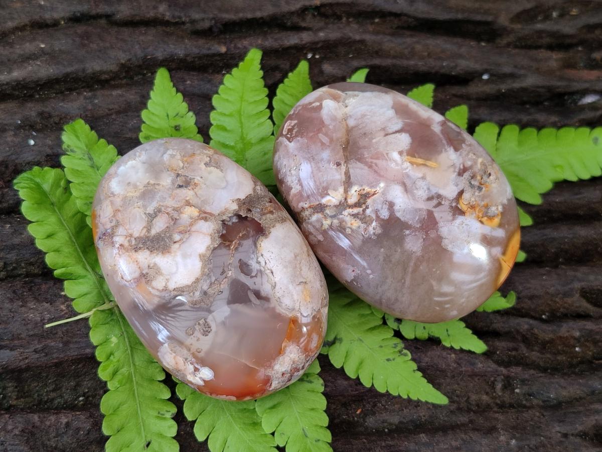 Polished Flower Agate Palm Stones x 12 From Antsahalova, Madagascar - Toprock Gemstones and Minerals 