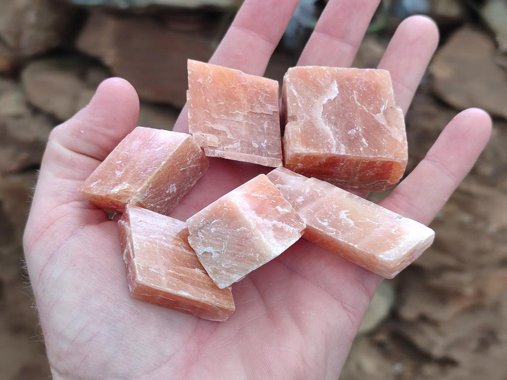 Natural Rhombohedral Sunset Orange Calcite Specimens x 35 From Spitzkop, Namibia - Toprock Gemstones and Minerals 
