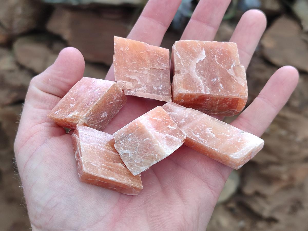 Natural Rhombohedral Sunset Orange Calcite Specimens x 35 From Spitzkop, Namibia - Toprock Gemstones and Minerals 