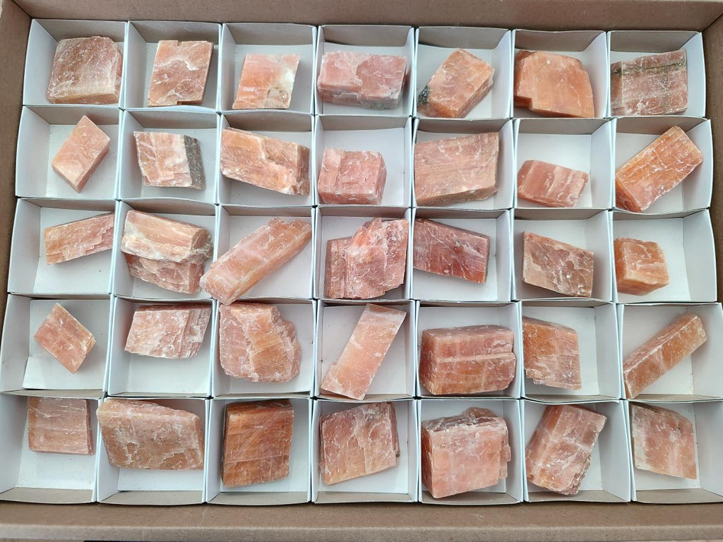 Natural Rhombohedral Sunset Orange Calcite Specimens x 35 From Spitzkop, Namibia - Toprock Gemstones and Minerals 
