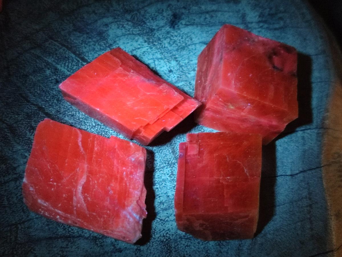 Natural Rhombohedral Sunset Orange Calcite Specimens x 35 From Spitzkop, Namibia - Toprock Gemstones and Minerals 