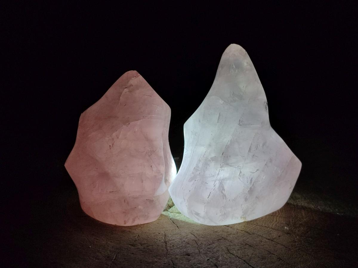 Polished Gemmy Rose Quartz Flames x 4 From Madagascar - Toprock Gemstones and Minerals 