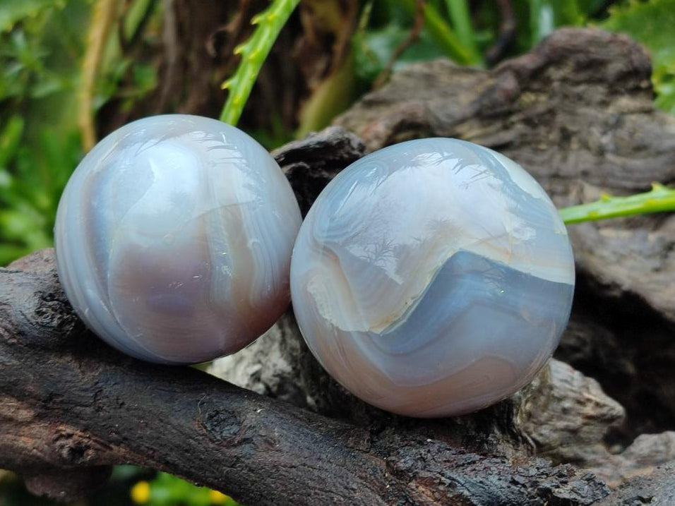 Polished Banded Agate Spheres x 12 From Madagascar - Toprock Gemstones and Minerals 