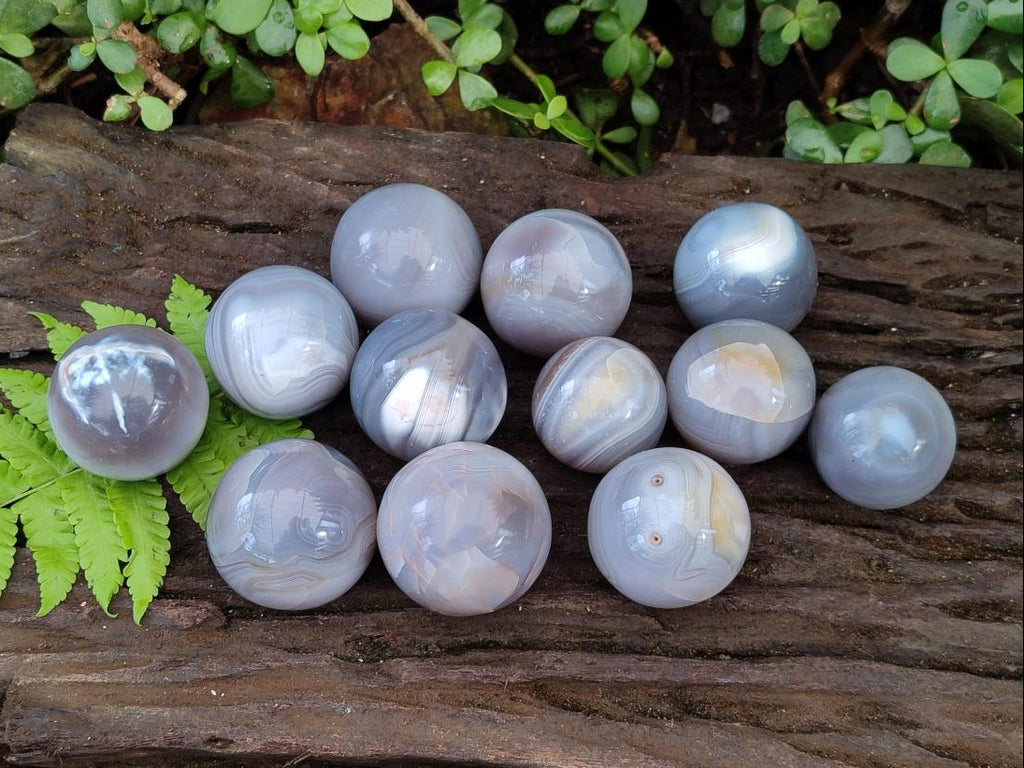 Polished Banded Agate Spheres x 12 From Madagascar - Toprock Gemstones and Minerals 