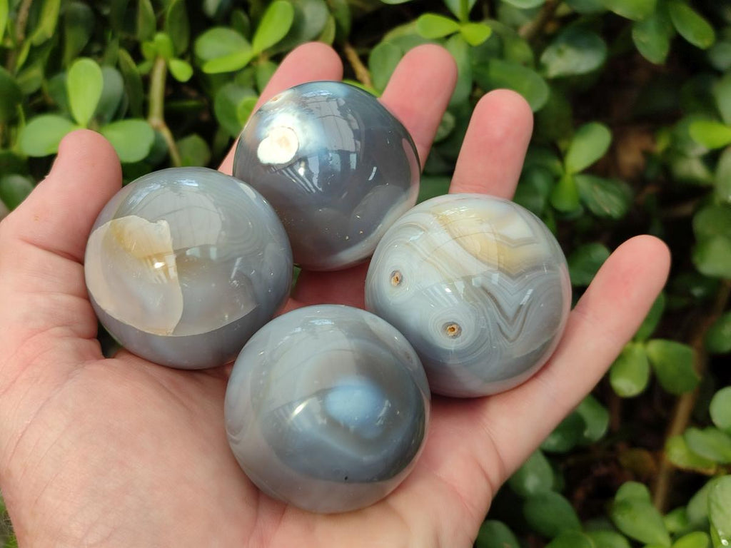 Polished Banded Agate Spheres x 12 From Madagascar - Toprock Gemstones and Minerals 