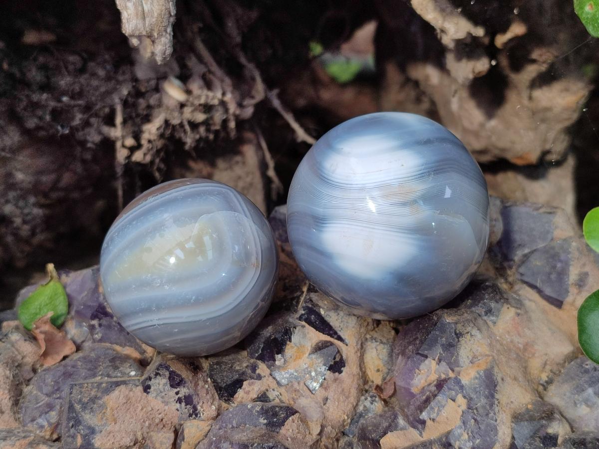 Polished Banded Agate Spheres x 12 From Madagascar - Toprock Gemstones and Minerals 