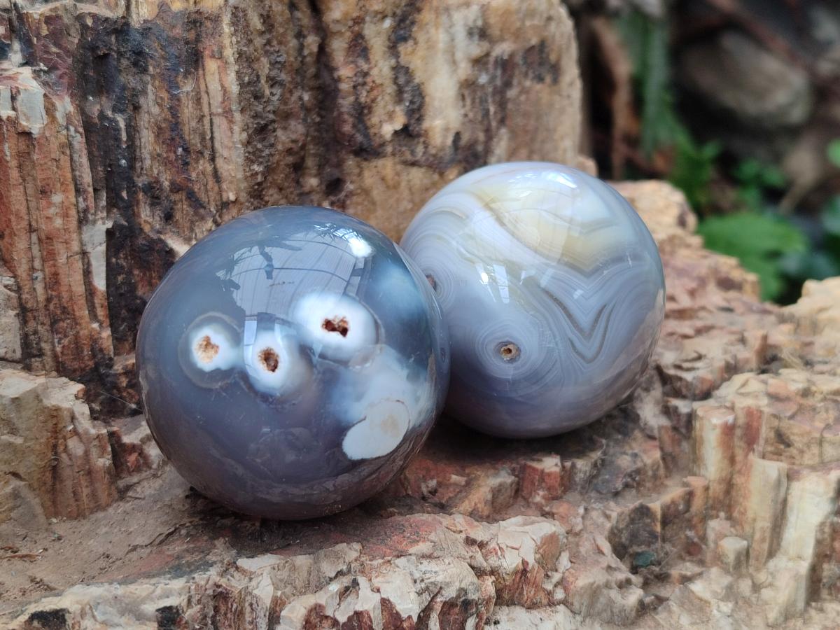 Polished Banded Agate Spheres x 12 From Madagascar - Toprock Gemstones and Minerals 