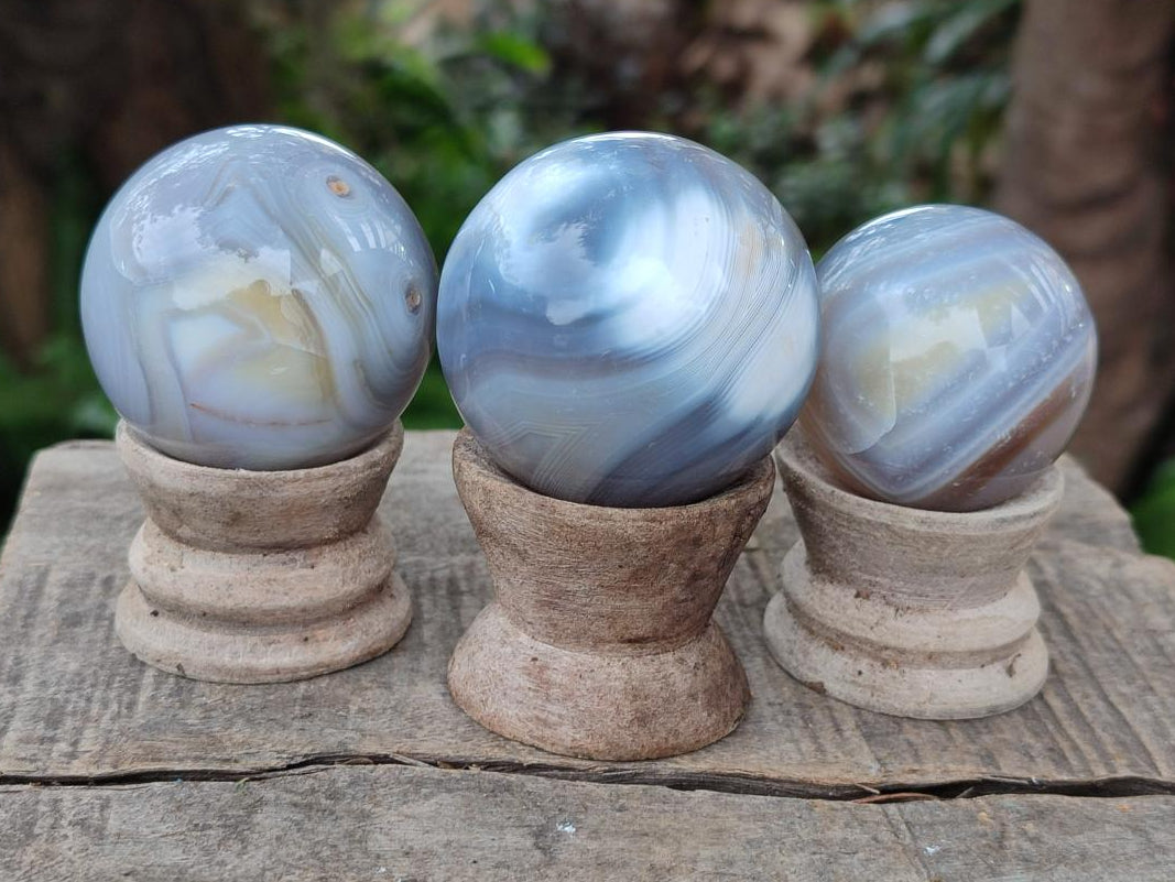 Polished Banded Agate Spheres x 12 From Madagascar - Toprock Gemstones and Minerals 