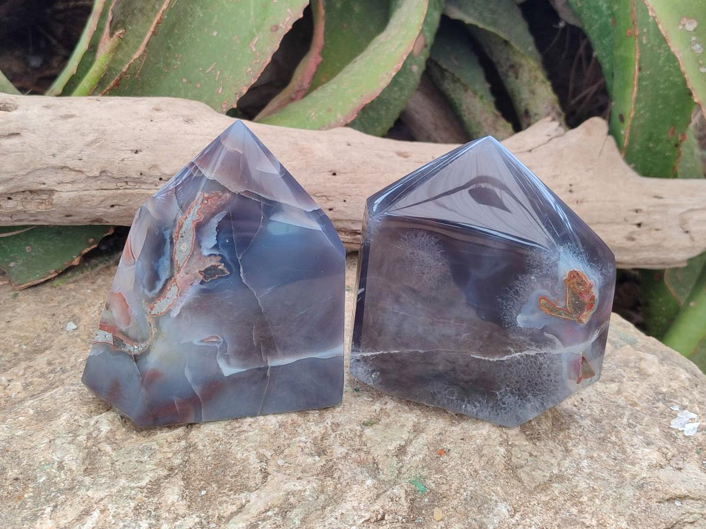 Polished Strawberry Agate Display Crystal Points x 2 From Mozambique - Toprock Gemstones and Minerals 