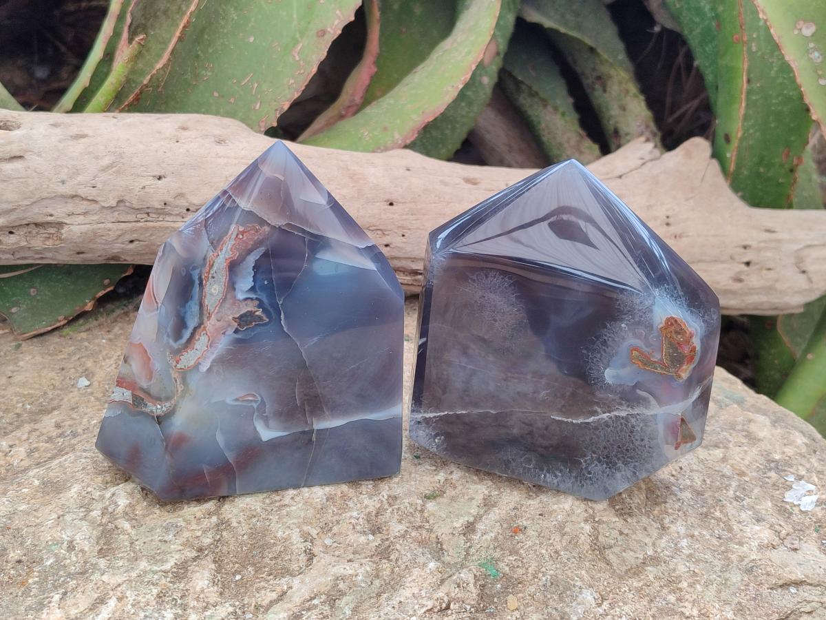 Polished Strawberry Agate Display Crystal Points x 2 From Mozambique - Toprock Gemstones and Minerals 