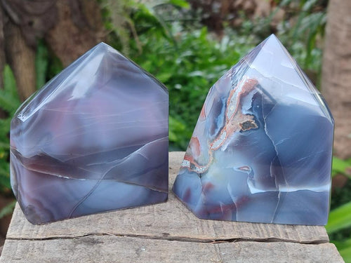 Polished Strawberry Agate Display Crystal Points x 2 From Mozambique - Toprock Gemstones and Minerals 