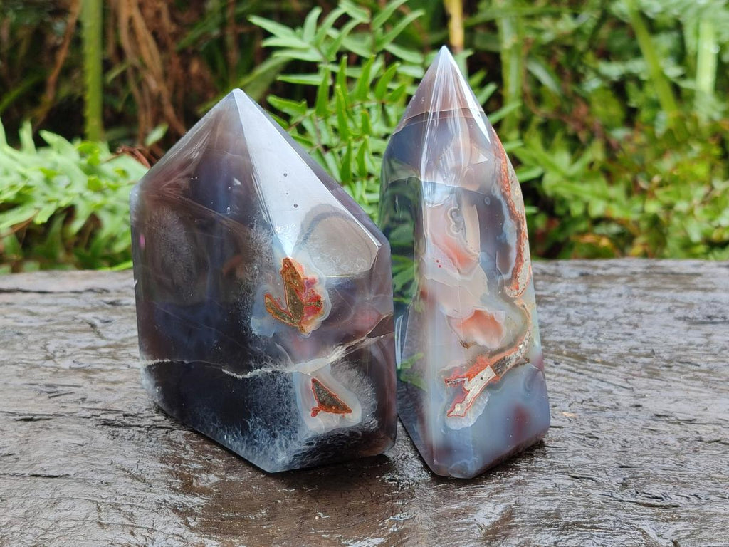 Polished Strawberry Agate Display Crystal Points x 2 From Mozambique - Toprock Gemstones and Minerals 