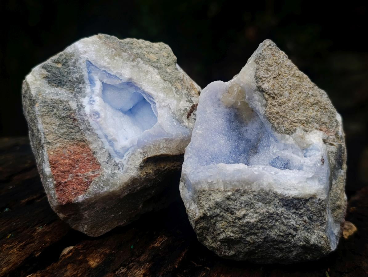 Natural Blue Lace Agate Geode Specimens x 12 From Nsanje, Malawi - Toprock Gemstones and Minerals 