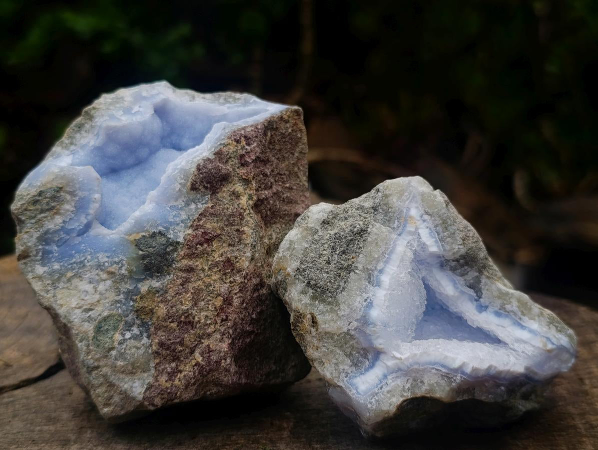 Natural Blue Lace Agate Geode Specimens x 12 From Nsanje, Malawi - Toprock Gemstones and Minerals 