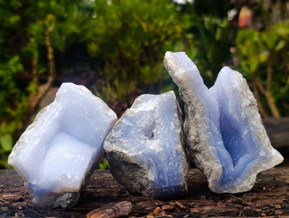 Natural Blue Lace Agate Geode Specimens x 12 From Nsanje, Malawi - Toprock Gemstones and Minerals 