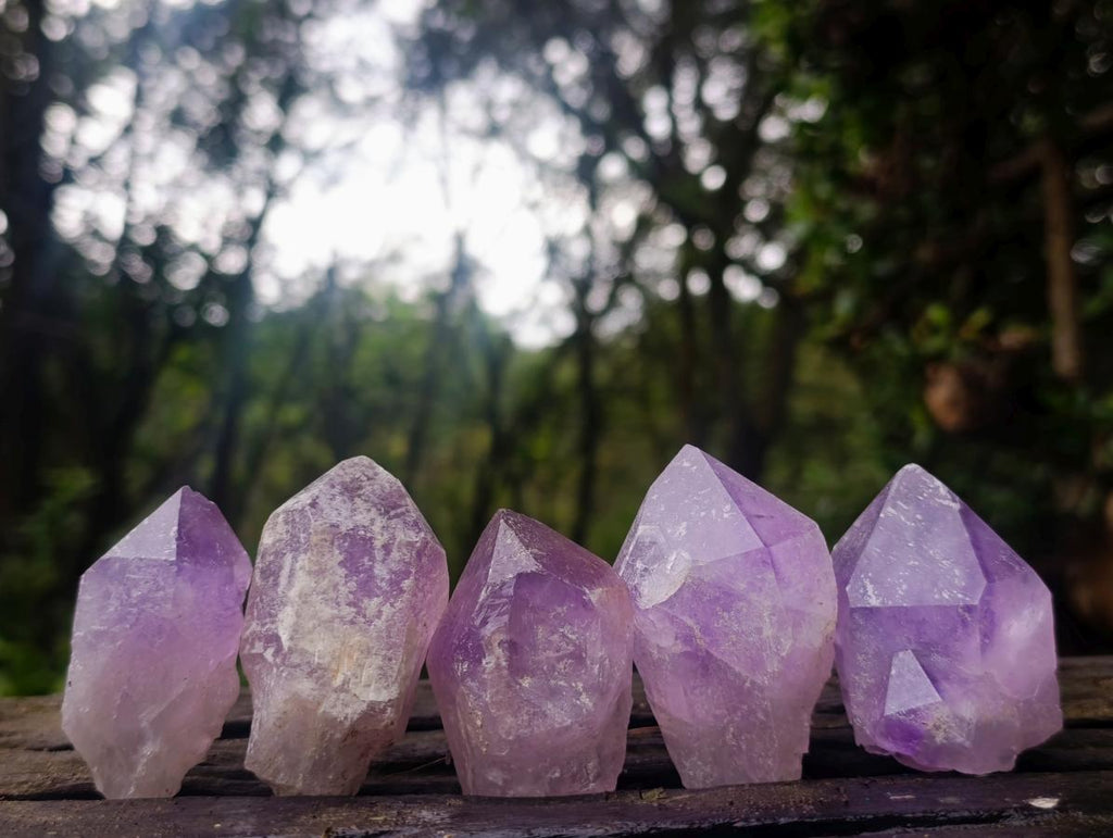 Natural Jacaranda Amethyst Single Crystals x 24 From Mumbwa, Zambia - Toprock Gemstones and Minerals 