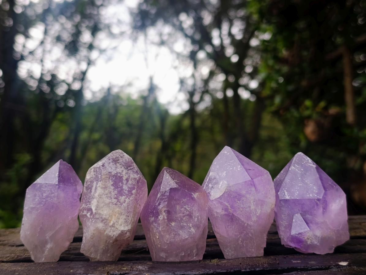 Natural Jacaranda Amethyst Single Crystals x 24 From Mumbwa, Zambia - Toprock Gemstones and Minerals 