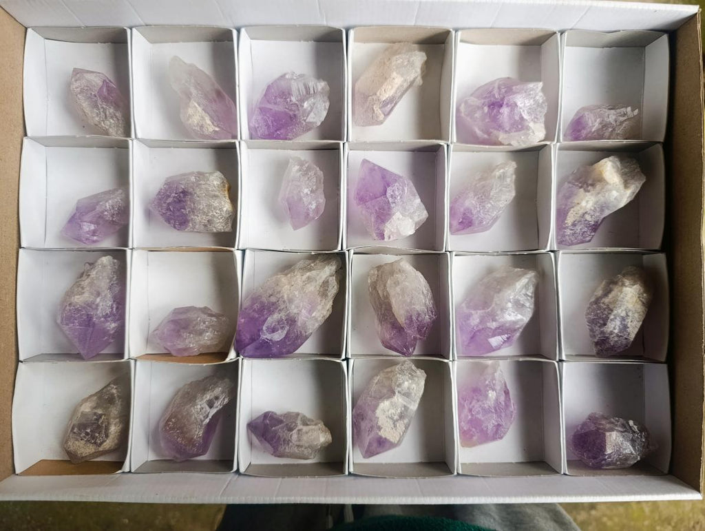 Natural Jacaranda Amethyst Single Crystals x 24 From Mumbwa, Zambia - Toprock Gemstones and Minerals 
