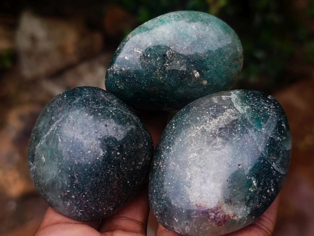 Polished Fuchsite Quartz Galets x 35 From Andakatany, Madagascar - Toprock Gemstones and Minerals 