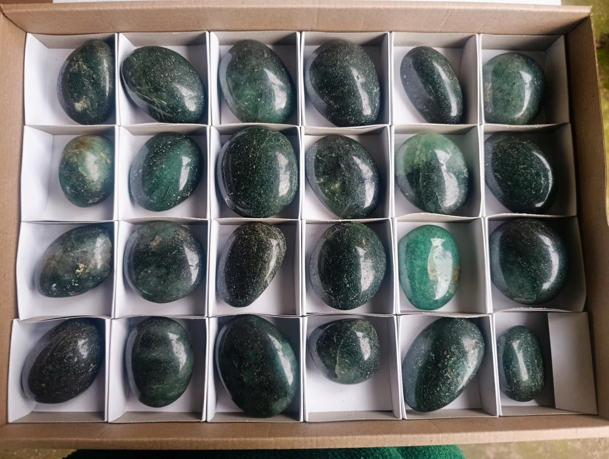 Polished Fuchsite Quartz Galets x 35 From Andakatany, Madagascar - Toprock Gemstones and Minerals 