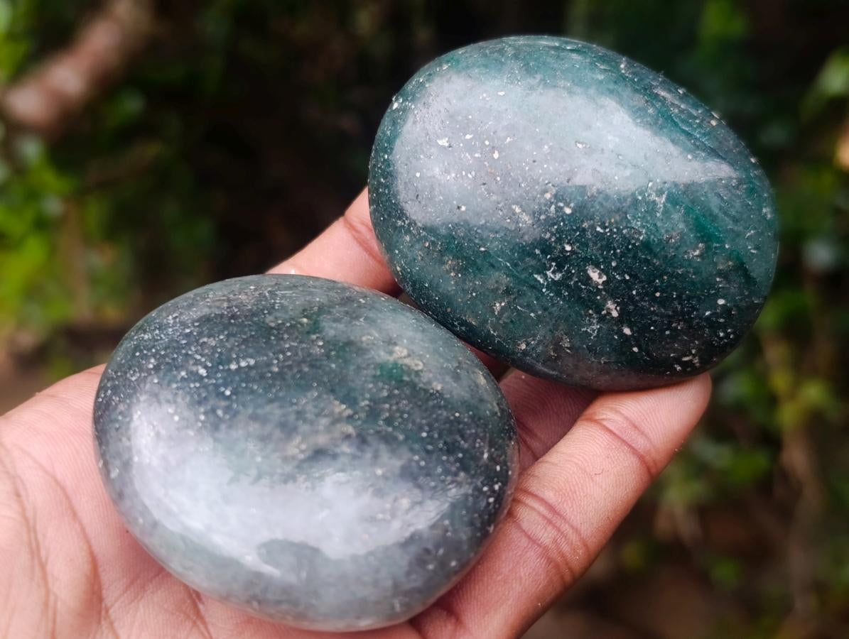 Polished Fuchsite Quartz Galets x 35 From Andakatany, Madagascar - Toprock Gemstones and Minerals 