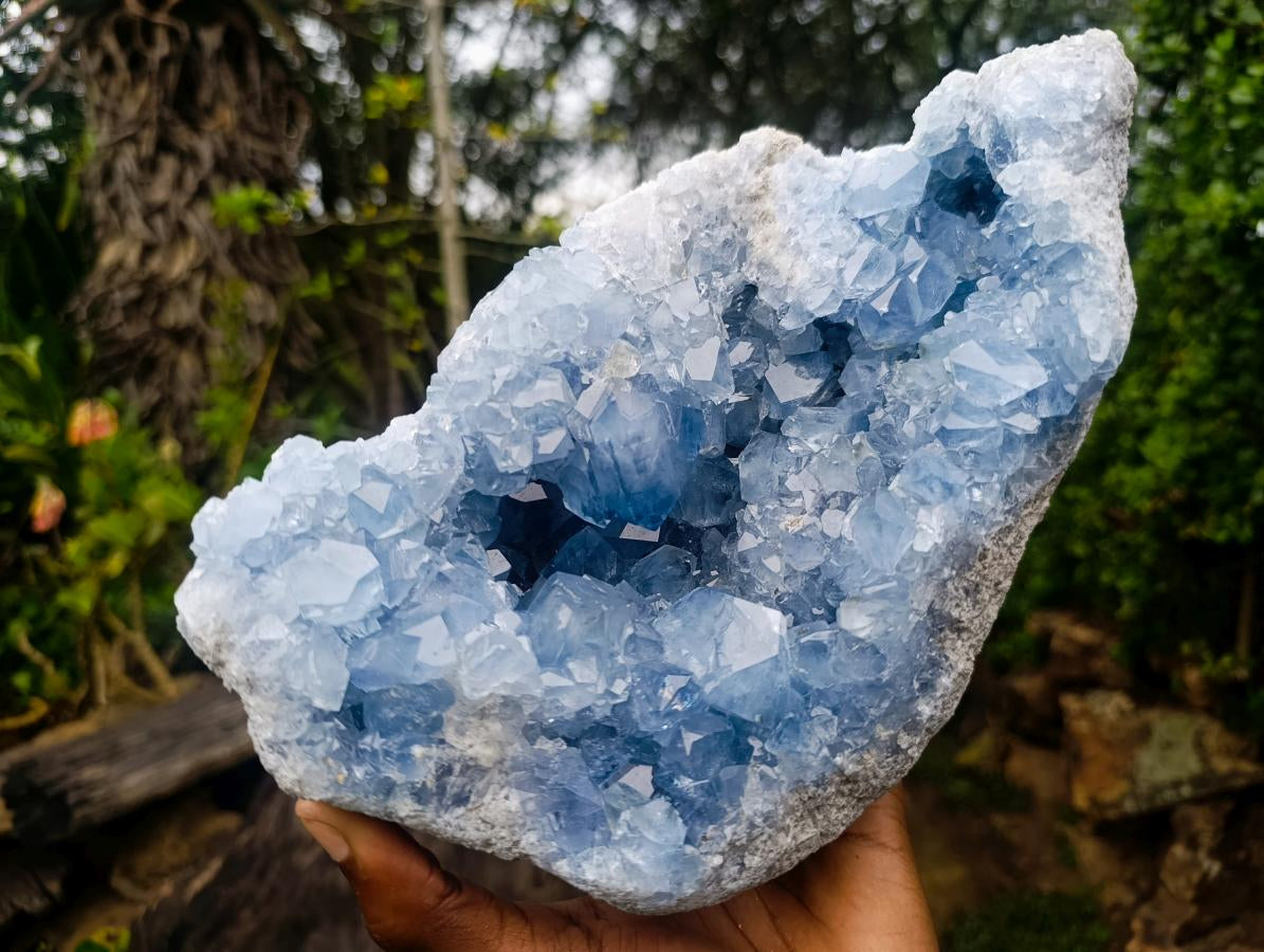 Natural Large Blue Celestite Geode Specimen x 1 From Sakoany, Madagascar - Toprock Gemstones and Minerals 