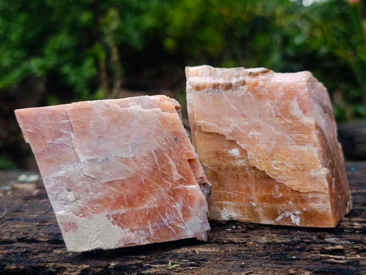 Natural Rhombohedral Sunset Orange Calcite Specimens x 6 From Spitzkop, Namibia - Toprock Gemstones and Minerals 