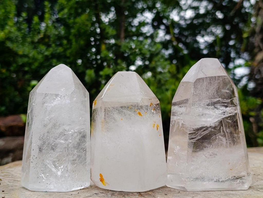 Polished Clear Quartz Display Crystals x 3 From Madagascar - Toprock Gemstones and Minerals 