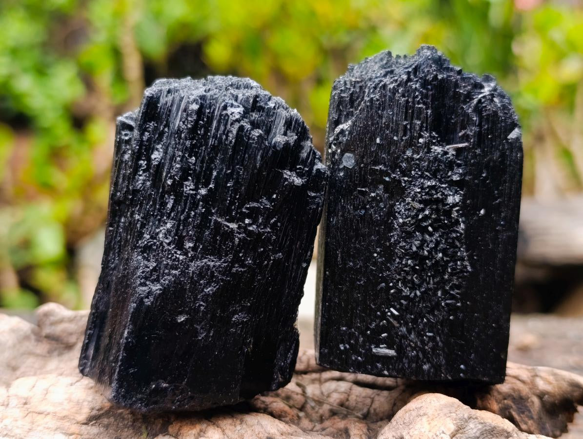 Natural Schorl Black Tourmaline Specimens x 6 From Erongo, Namibia - Toprock Gemstones and Minerals 